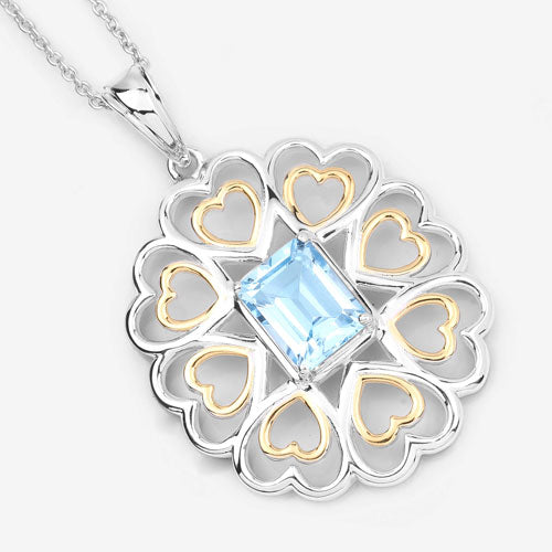 2.60 Carat Genuine Blue Topaz .925 Sterling Silver Pendant Bids.com