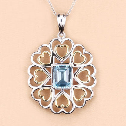2.60 Carat Genuine Blue Topaz .925 Sterling Silver Pendant Bids.com