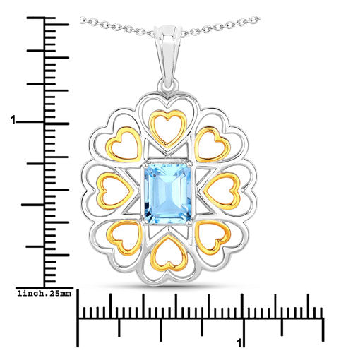 2.60 Carat Genuine Blue Topaz .925 Sterling Silver Pendant Bids.com