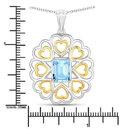 2.60 Carat Genuine Blue Topaz .925 Sterling Silver Pendant Bids.com
