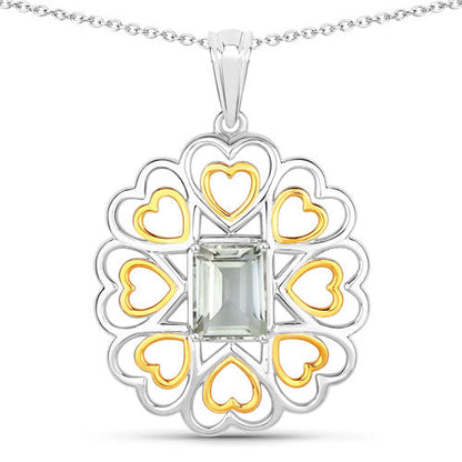2.10 Carat Genuine Green Amethyst .925 Sterling Silver Pendant Bids.com