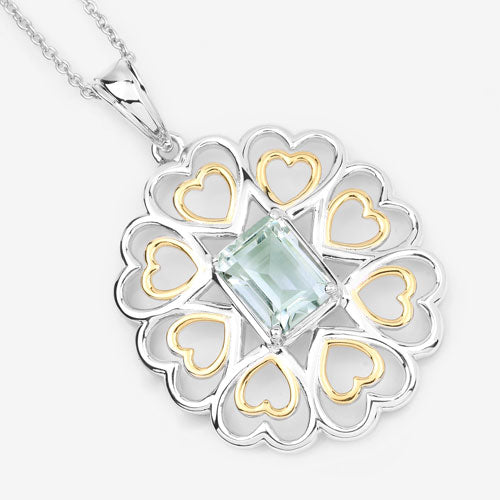 2.10 Carat Genuine Green Amethyst .925 Sterling Silver Pendant Bids.com