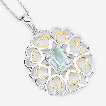 2.10 Carat Genuine Green Amethyst .925 Sterling Silver Pendant Bids.com