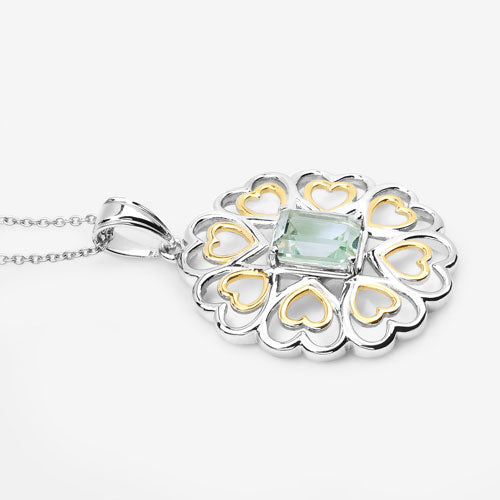 2.10 Carat Genuine Green Amethyst .925 Sterling Silver Pendant Bids.com
