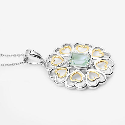 2.10 Carat Genuine Green Amethyst .925 Sterling Silver Pendant Bids.com