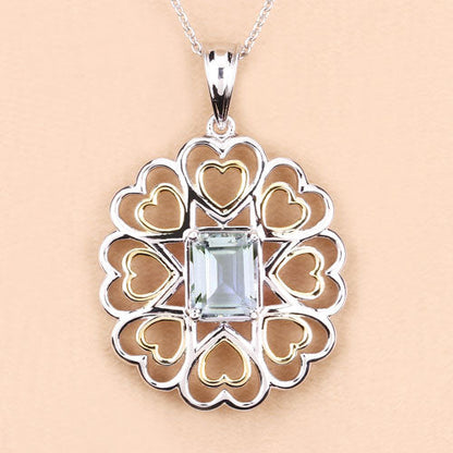 2.10 Carat Genuine Green Amethyst .925 Sterling Silver Pendant Bids.com