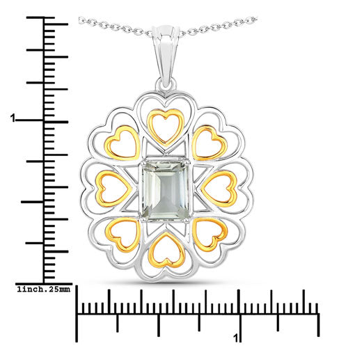 2.10 Carat Genuine Green Amethyst .925 Sterling Silver Pendant Bids.com