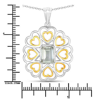 2.10 Carat Genuine Green Amethyst .925 Sterling Silver Pendant Bids.com