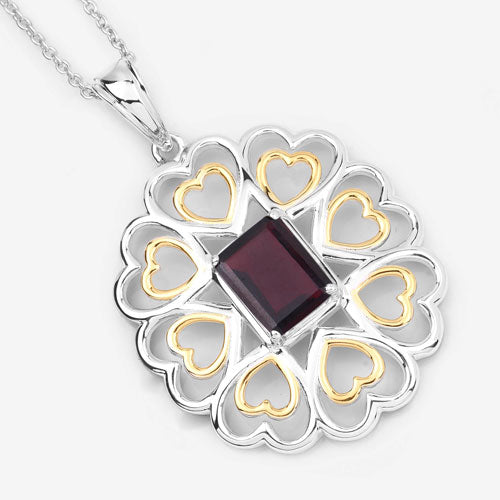 2.55 Carat Genuine Garnet .925 Sterling Silver Pendant Bids.com