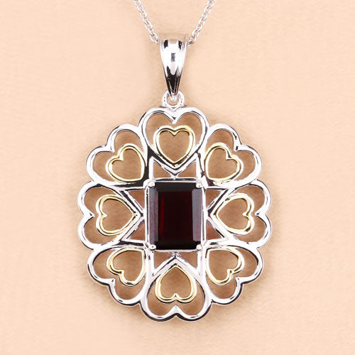 2.55 Carat Genuine Garnet .925 Sterling Silver Pendant Bids.com
