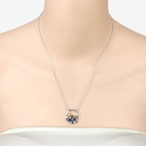 1.41 Carat Genuine Blue Sapphire and White Topaz .925 Sterling Silver Pendant Bids.com