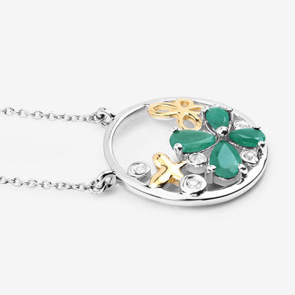 1.35 Carat Genuine Emerald and White Topaz .925 Sterling Silver Pendant Bids.com