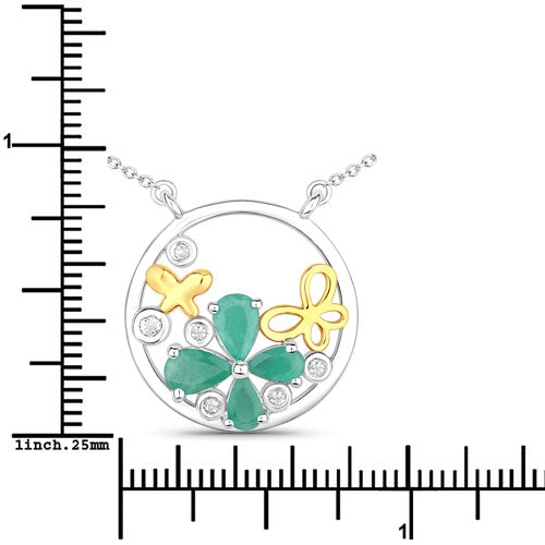 1.35 Carat Genuine Emerald and White Topaz .925 Sterling Silver Pendant Bids.com