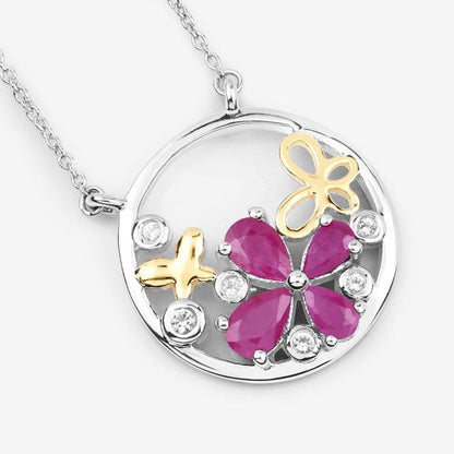 1.47 Carat Genuine Ruby and White Topaz .925 Sterling Silver Pendant Bids.com