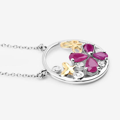 1.47 Carat Genuine Ruby and White Topaz .925 Sterling Silver Pendant Bids.com