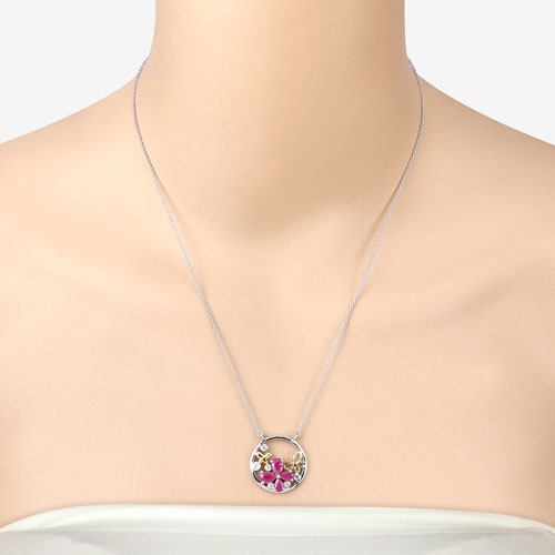 1.47 Carat Genuine Ruby and White Topaz .925 Sterling Silver Pendant Bids.com