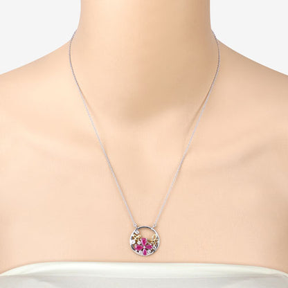 1.47 Carat Genuine Ruby and White Topaz .925 Sterling Silver Pendant Bids.com