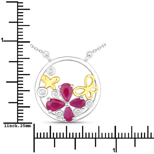 1.47 Carat Genuine Ruby and White Topaz .925 Sterling Silver Pendant Bids.com