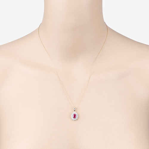 0.95 Carat Genuine Ruby and White Diamond 10K Yellow Gold Pendant Bids.com