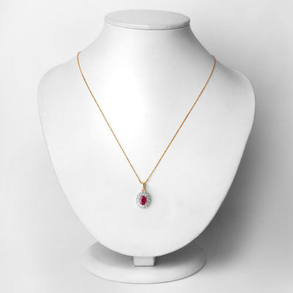 0.95 Carat Genuine Ruby and White Diamond 10K Yellow Gold Pendant Bids.com