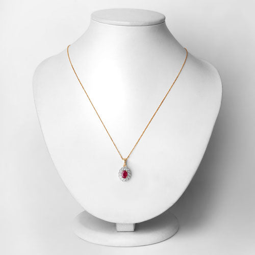 0.95 Carat Genuine Ruby and White Diamond 10K Yellow Gold Pendant Bids.com