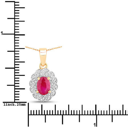 0.95 Carat Genuine Ruby and White Diamond 10K Yellow Gold Pendant Bids.com