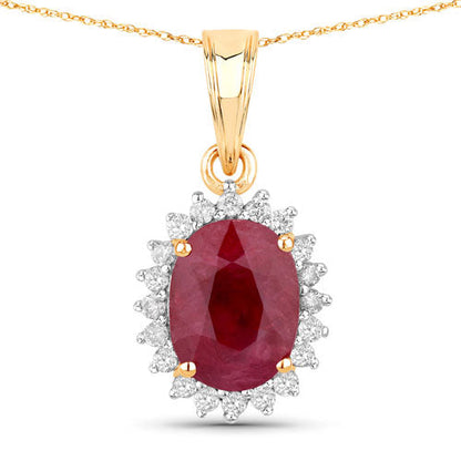 1.60 Carat Genuine Ruby and White Diamond 10K Yellow Gold Pendant Bids.com