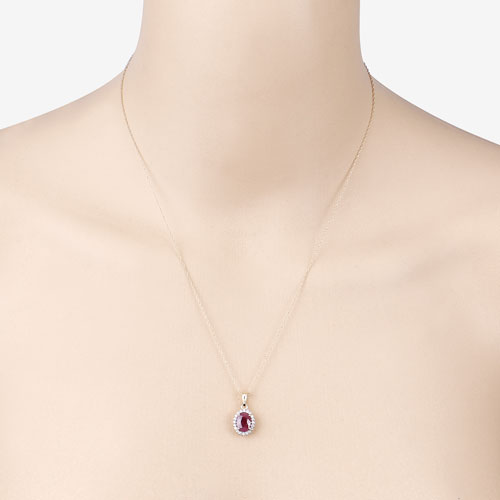 1.60 Carat Genuine Ruby and White Diamond 10K Yellow Gold Pendant Bids.com
