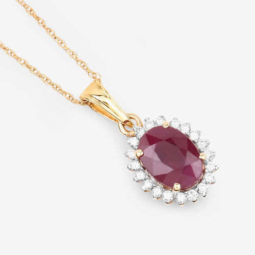 1.60 Carat Genuine Ruby and White Diamond 10K Yellow Gold Pendant Bids.com