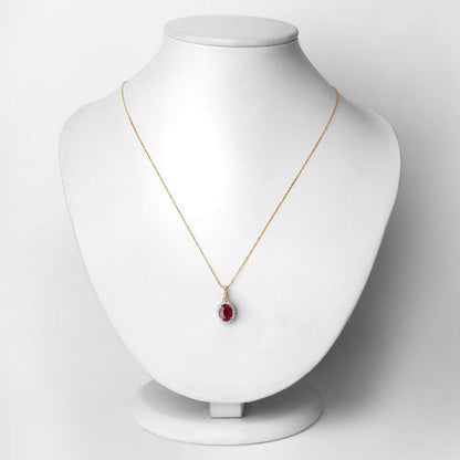 1.60 Carat Genuine Ruby and White Diamond 10K Yellow Gold Pendant Bids.com