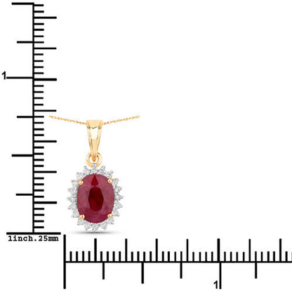 1.60 Carat Genuine Ruby and White Diamond 10K Yellow Gold Pendant Bids.com
