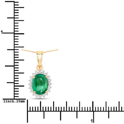 1.36 Carat Genuine Zambian Emerald and White Diamond 10K Yellow Gold Pendant Bids.com