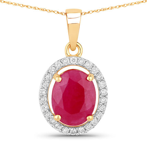 2.51 Carat Genuine Ruby and White Diamond 10K Yellow Gold Pendant Bids.com