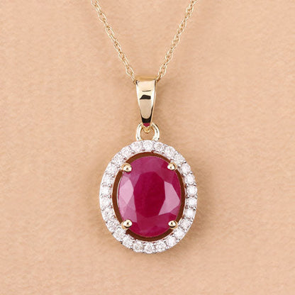 2.51 Carat Genuine Ruby and White Diamond 10K Yellow Gold Pendant Bids.com