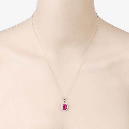 2.51 Carat Genuine Ruby and White Diamond 10K Yellow Gold Pendant Bids.com