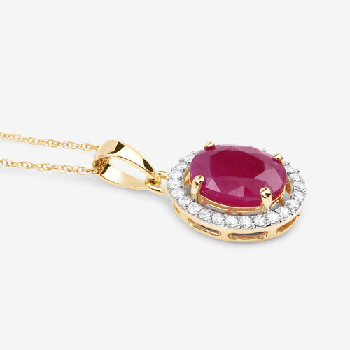 2.51 Carat Genuine Ruby and White Diamond 10K Yellow Gold Pendant Bids.com