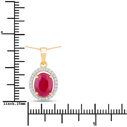 2.51 Carat Genuine Ruby and White Diamond 10K Yellow Gold Pendant Bids.com