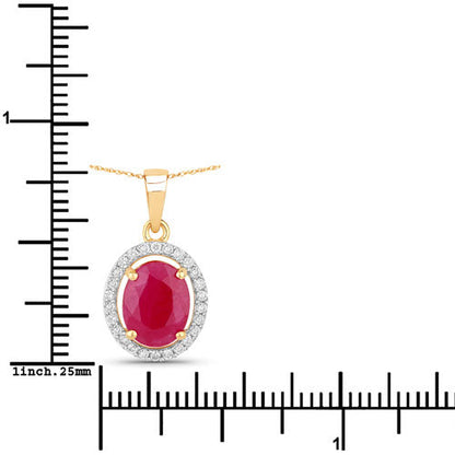 2.51 Carat Genuine Ruby and White Diamond 10K Yellow Gold Pendant Bids.com
