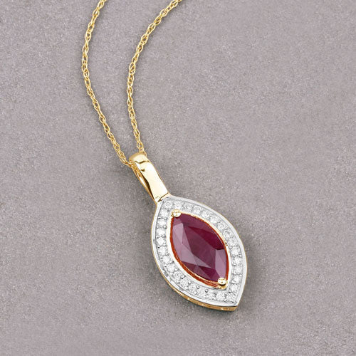 1.52 Carat Genuine Ruby and White Diamond 10K Yellow Gold Pendant Bids.com