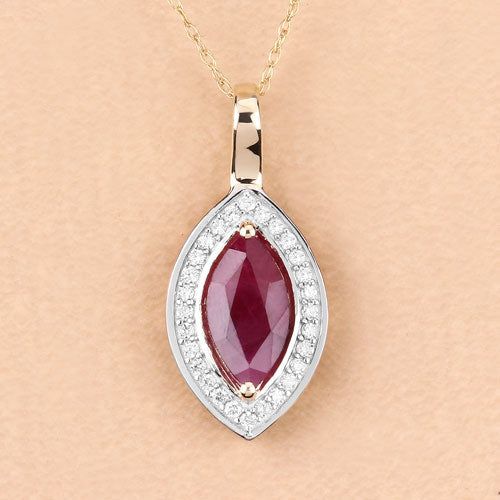 1.52 Carat Genuine Ruby and White Diamond 10K Yellow Gold Pendant Bids.com