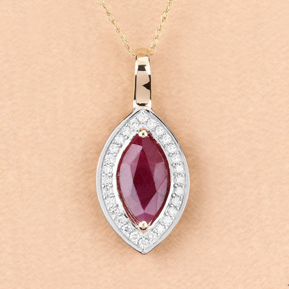 1.52 Carat Genuine Ruby and White Diamond 10K Yellow Gold Pendant Bids.com