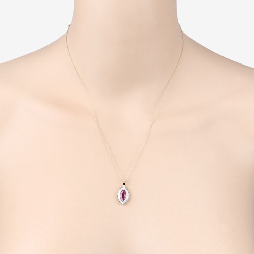 1.52 Carat Genuine Ruby and White Diamond 10K Yellow Gold Pendant Bids.com