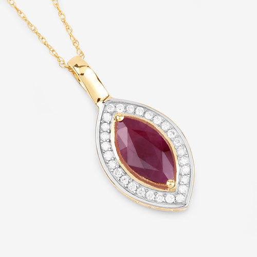 1.52 Carat Genuine Ruby and White Diamond 10K Yellow Gold Pendant Bids.com