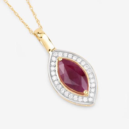 1.52 Carat Genuine Ruby and White Diamond 10K Yellow Gold Pendant Bids.com