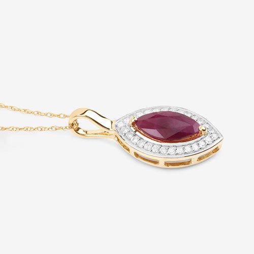 1.52 Carat Genuine Ruby and White Diamond 10K Yellow Gold Pendant Bids.com