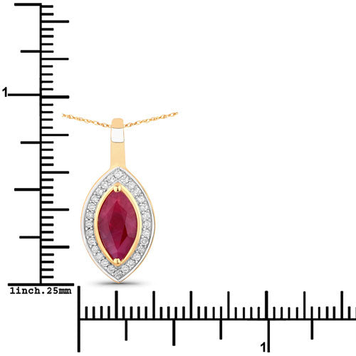 1.52 Carat Genuine Ruby and White Diamond 10K Yellow Gold Pendant Bids.com