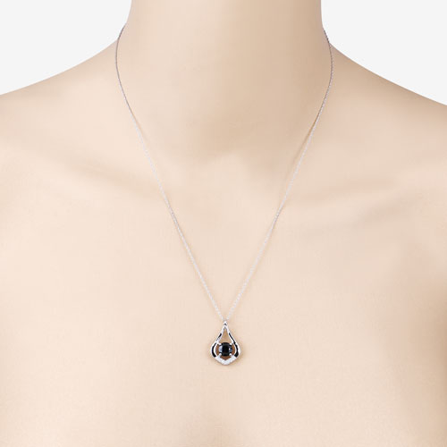 1.24 Carat Genuine Blue Sapphire and White Diamond 10K White Gold Pendant Bids.com