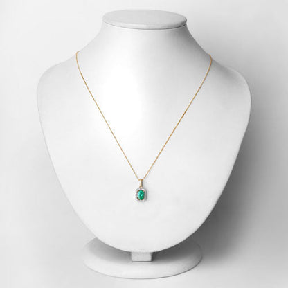 0.83 Carat Genuine Zambian Emerald and White Diamond 10K Yellow Gold Pendant Bids.com