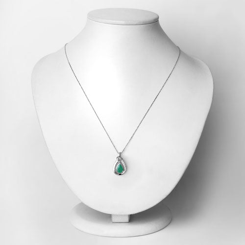 1.18 Carat Genuine Zambian Emerald and White Diamond 10K White Gold Pendant Bids.com