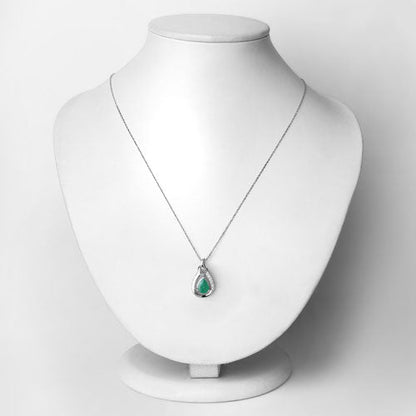 1.18 Carat Genuine Zambian Emerald and White Diamond 10K White Gold Pendant Bids.com